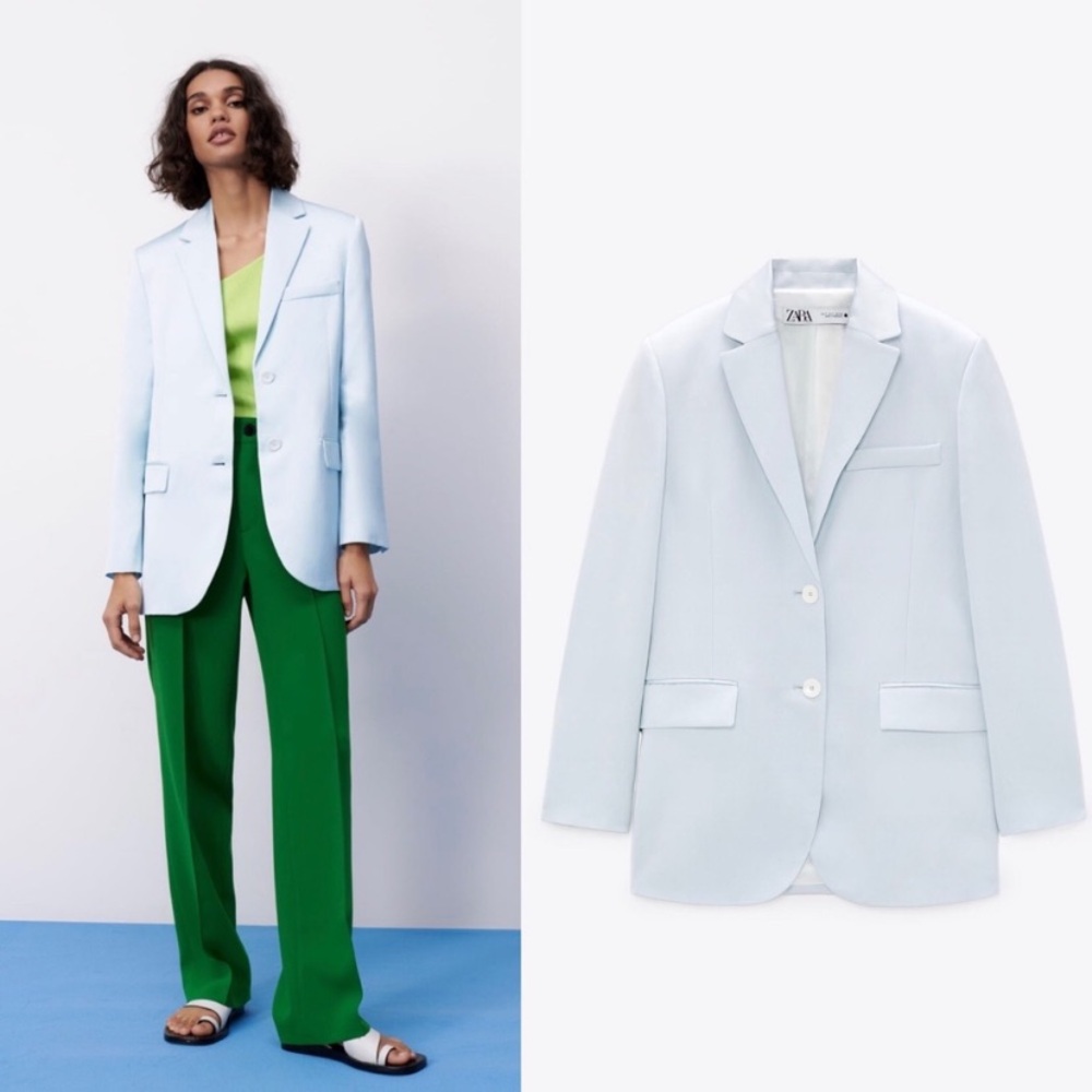 Zara Straight Cut Blazer Limited Edition Silky Soft Linen Blend Bloggers
